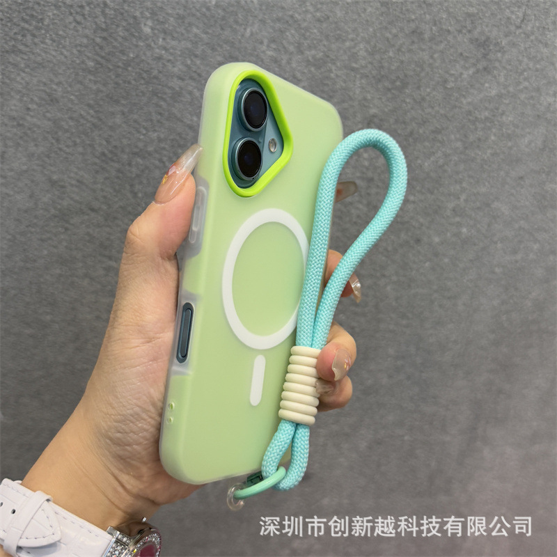 Apple 16promax ゼリー肌感触ツーインワン携帯電話ケース iPhone17 つや消し磁気吸引 15 ストラップカバーに適しています。|undefined