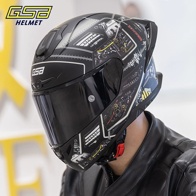 Мотошлем GSB 361GT, полнолицевой с удлинённым задним крылом, размеры S–3XL