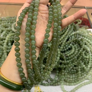 Hetian Jade 108 Qinghai Material 8mm Round Beads Buddha Beads Mother Chain Bracelet Bracelet Beads Accessories DIY Accessories