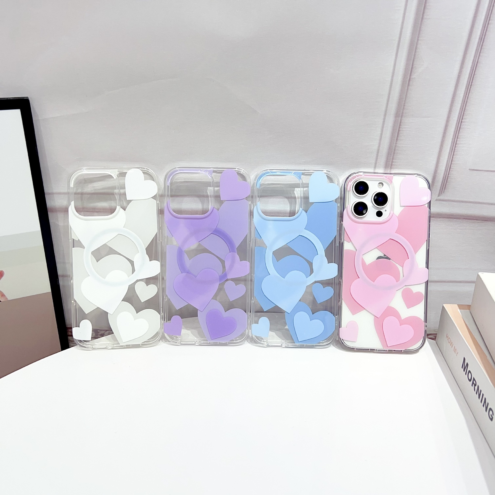 Apple 17 Mobile Phone Case Suitable for Iphone16Pro Heart Magsafe Magnetic Protective Cover 15Pro Acrylic