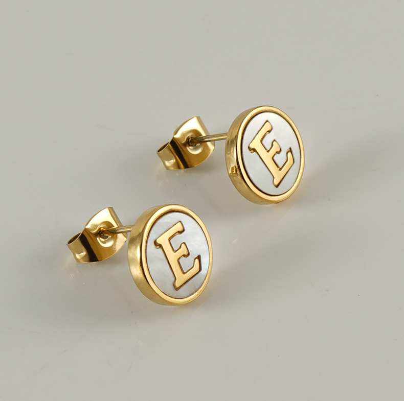 Letter Pattern Women'S Gender Fashion Letter Titanium Steel Plating Ear Studs 1 Pair