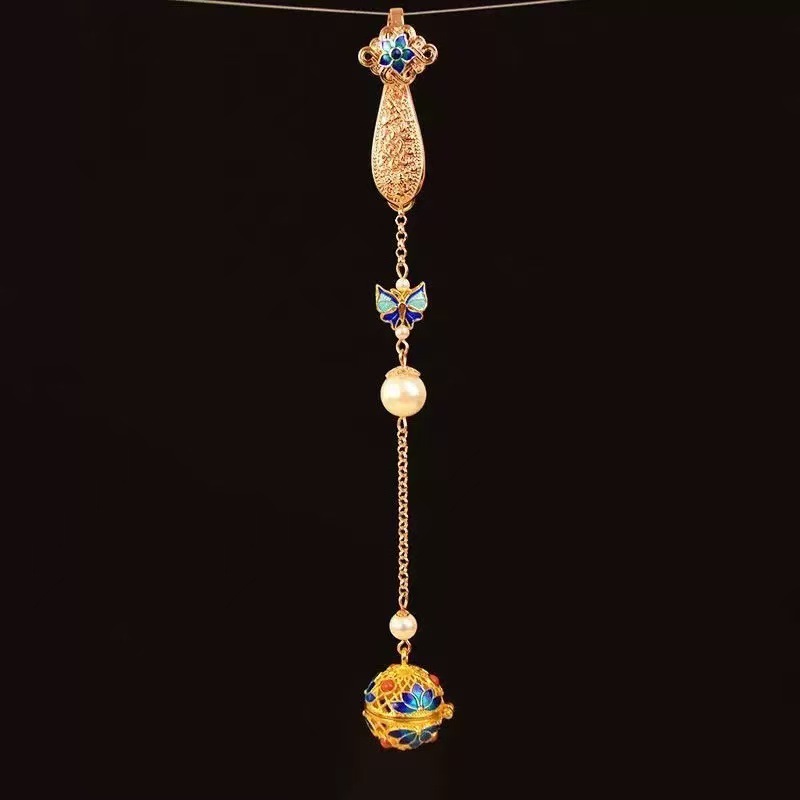 Original Classical Cheongsam Brooch with Tassel Pendant Chinese Style Accessory for Hanfu