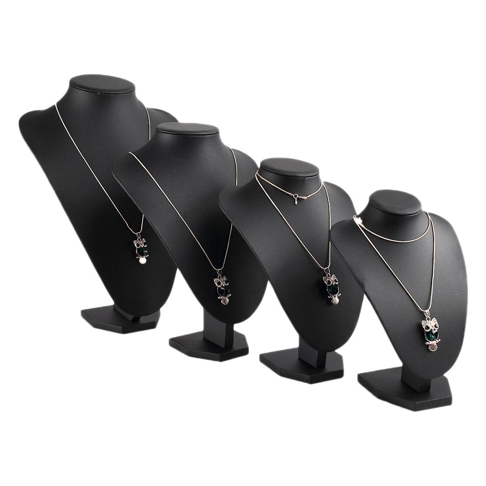 High-End Black Leather V-Shaped Model Portrait Neck Necklace Stand Jewelry Display Stand Jewelry Stand Jewelry Props