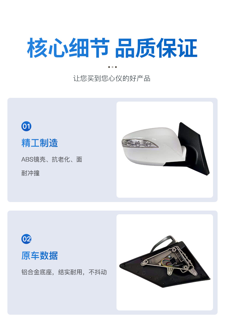Suitable for 10-17 Models of Hyundai Ix35 Rearview Mirror Assembly with Lights, Folding, Same Model as Original Car Rearview Mirror Assembly