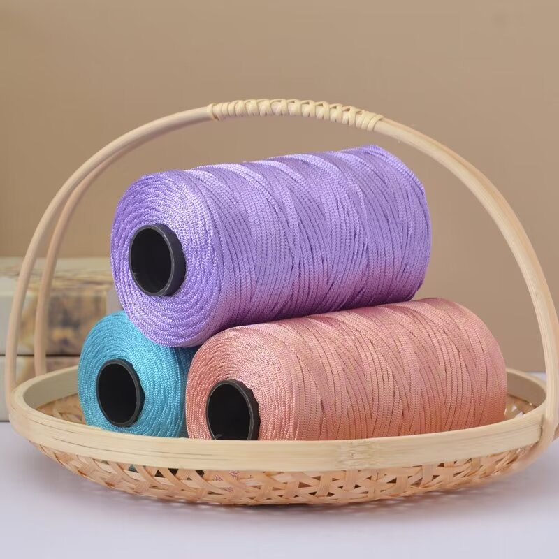 跨境批发丝光扁带线空心线250g轴DIY手工编织钩鞋帽子包包玩偶线