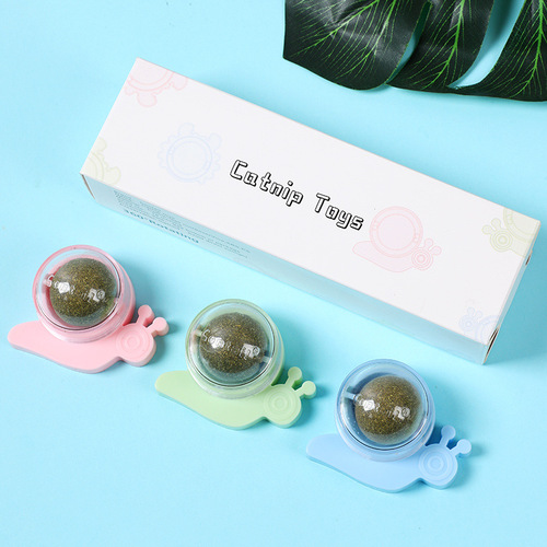 New Style Snail Cat Mint Ball Rotating Ball Dental Cleaning Rechargeable Interactive Cat Toy Ball 