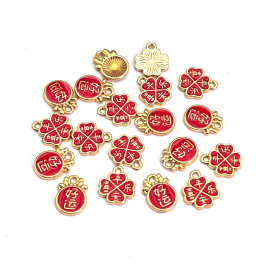 中国风大红色好运平安喜乐合金配件滴油葫芦琴饰品意DIY手链项链