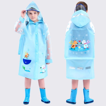 儿童男女童 带书包位小学生时尚防水雨衣 幼儿园宝宝亲子装带帽檐