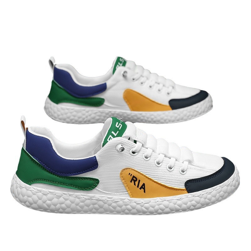 Nuevos zapatos de hombre con superficie de malla de tejido volador, zapatos casuales de hombre transpirables de moda de palomitas de maíz, zapatos de tabla coreanos de todo fósforo de comercio exterior de moda