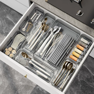 可伸缩抽屉内置化妆品收纳盒亚克力桌面分隔整理盒化妆品置物盒子