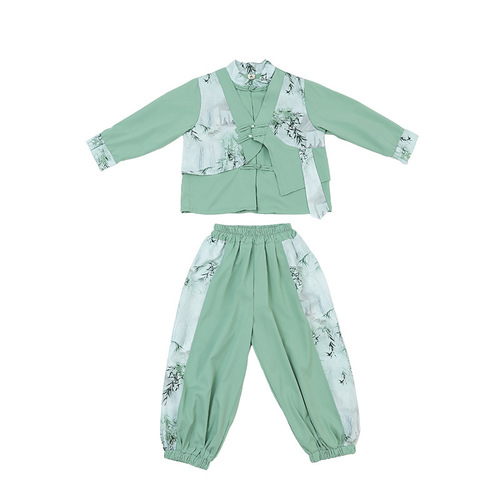 Children's Hanfu Performance Clothing Spring Girls Chinese Style Super Fairy Ink Ancient Costume Set Boys Retro Tang Suit Two Piece Set 