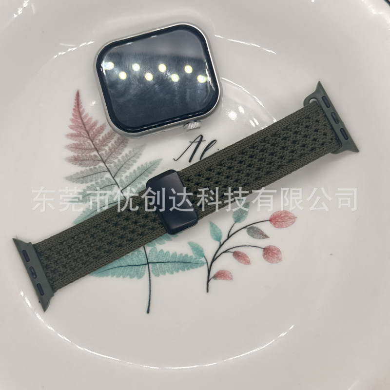 适用苹果applewatchS10针织双面镂空磁吸扣表带9876华为20/22腕带|undefined