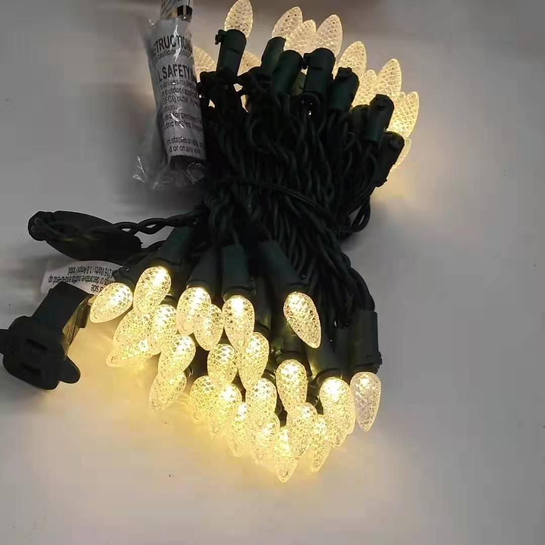 Fuente de la fábrica al aire libre LED UL588 certificado Amazon C3 fresa cabeza color Navidad luz decorativa cadena se puede establecer