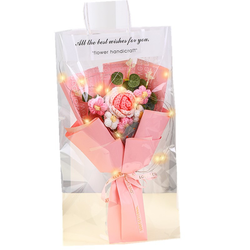 520 día de San Valentín confección de flores de lana tejida a mano buquet productos terminados para esposa novia regalo del día del maestro