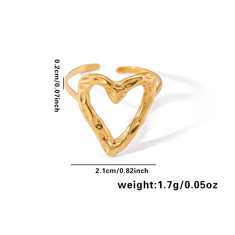 10g Weight Electroplated Gold Plating Process Golden Plated Plating Material Stone-Free Inlay Material Open Rings, Rings Classification 1 Piece Quantity Holiday, Daily Occasion 201 Stainless Steel Material Leaf, Heart Shape Pattern Women's Gender Lady Style Plating Craft Wholesale Jewelry Lady Leaf Heart Shape Floral Titanium Steel Plating Open Rings 38