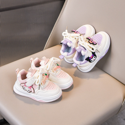 Children's Spring Fashion Cute Rabbit White Sneakers for Girls, Versatile Soft Sole Shoes for Kids