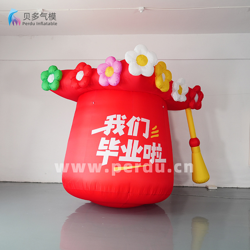Customized Internet Celebrity Inflatable Bachelor's and Doctor's Hat Inflatable Model Glowing Graduation Season Photo Check-In Kindergarten Graduate Inflatable Model