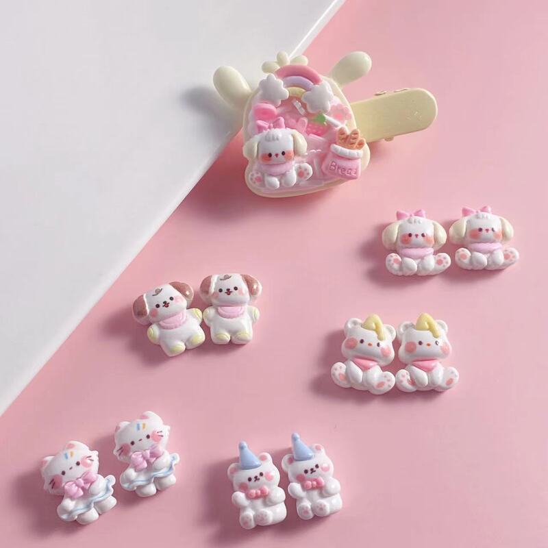 Mini Bear Cat big ears dog resin accessories diy cream glue hairpin hair rope handmade jewelry in stock wholesale