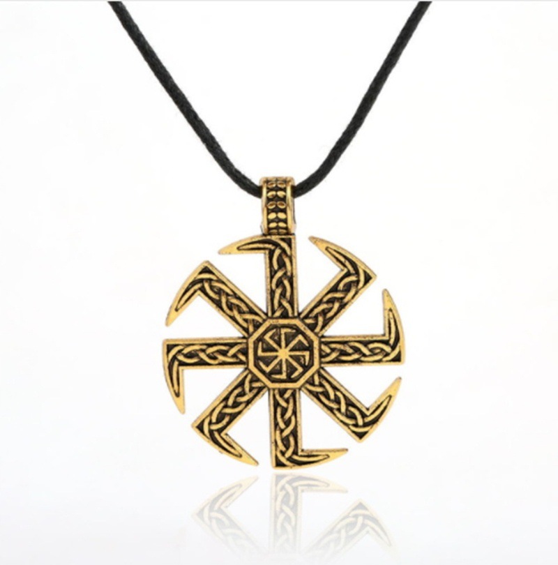Fashion Minimalist Windmill Sun Wheel Pendant Necklace Jewelry Slavic Logo_voghion.com