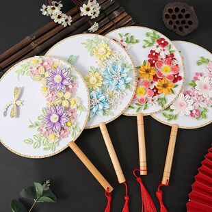 批发衍纸扇子套装团扇手工材料包美术立体制作衍纸画工具diy学生-阿里巴巴