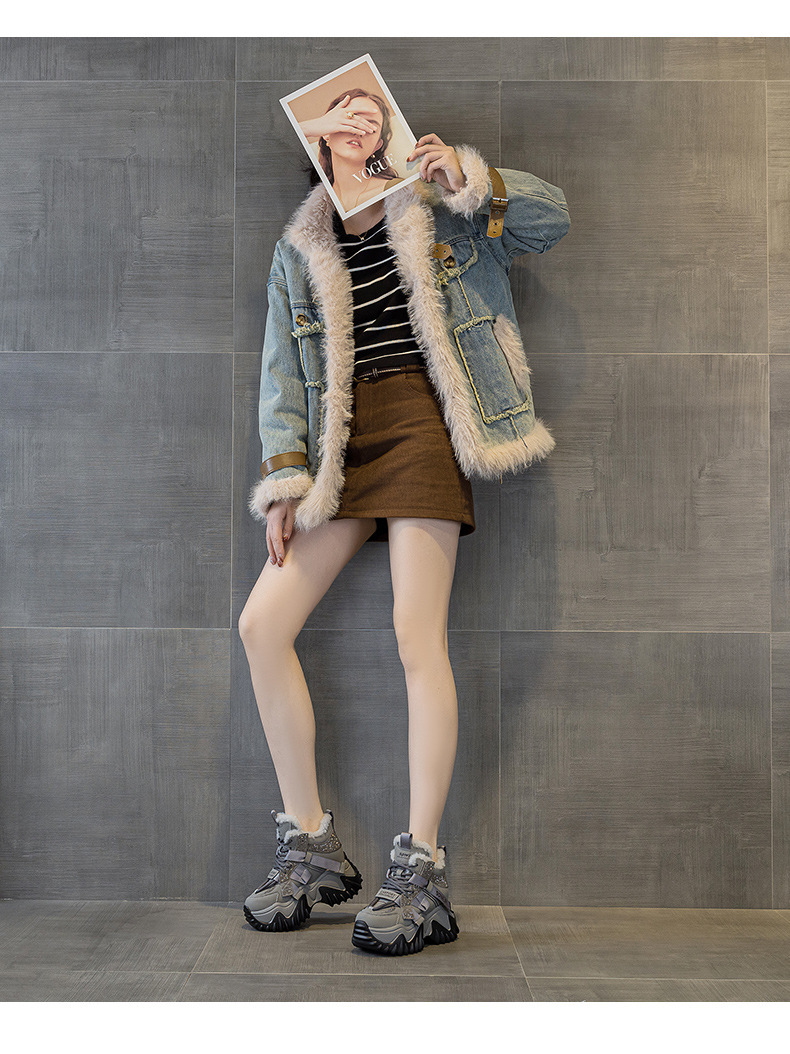 Giày sneaker nữ đế dày phong cách Hàn Quốc, lót lông cừu giữ ấm, tăng chiều cao — M2993 Trắng một lớp, M2993-1 plus nhung xám, M2993 plus trắng nhung, M2993-1 plus nâu nhung chi tiết 26