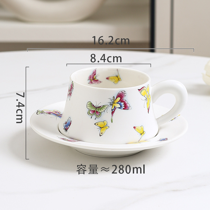 見栄えの良いガーデンアフタヌーンティーコーヒーカップとソーサークリエイティブレトロフレンチスタイルギフトウォーターカップセット|undefined