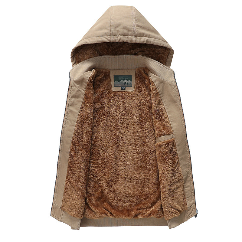 Samtweste mit abnehmbarer Kapuze für Herren, neue warme Weste für Herren mittleren Alters, Herbst und Winter, Papas Kleidung, Leibchen_voghion.com