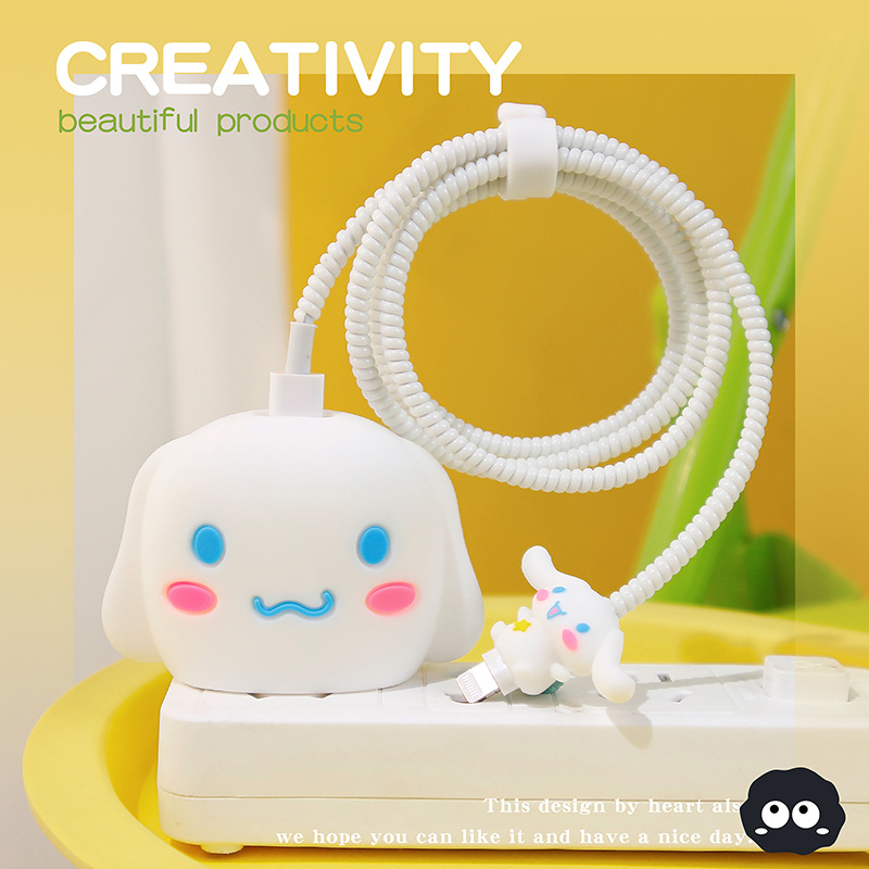 Nuevo cable de datos de dibujos animados cubierta protectora adecuado para Apple carga rápida cabeza 18/20W carga cabeza cubierta protectora Winder