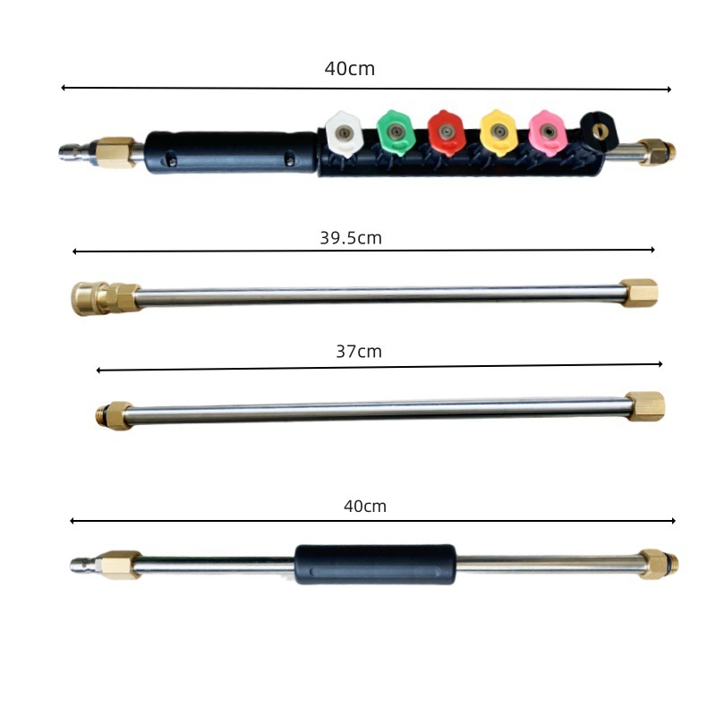 Cross-Border High-Pressure Water Gun Stainless Steel Eaves Cleaning Rod 1/ 4inch Extension Rod Extension Rod 4000Psi Set