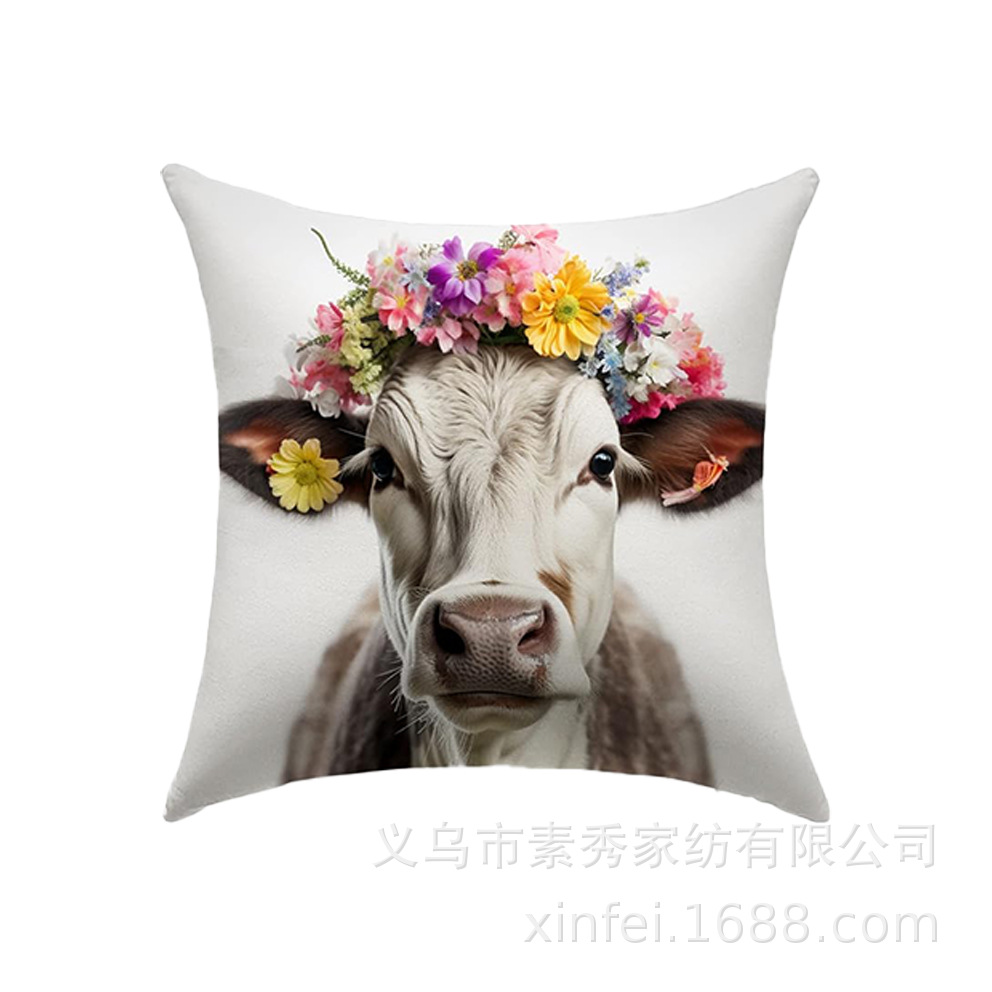 Transfronterizo amazónico Xiyin yak highland ganado animal sofá sala de estar respaldo decoración almohada abraza almohada cubierta de cojín image 13
