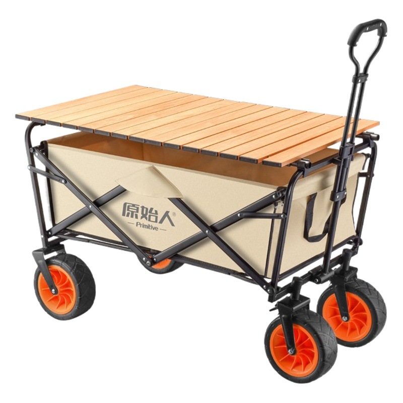 Carrito plegable de camping con ruedas, ideal para picnic, playa o campamento, estructura resistente y fácil de mover