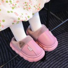新款秋冬季棉拖鞋男女童踩屎感厚底防滑室内家居冬天加绒保暖棉拖