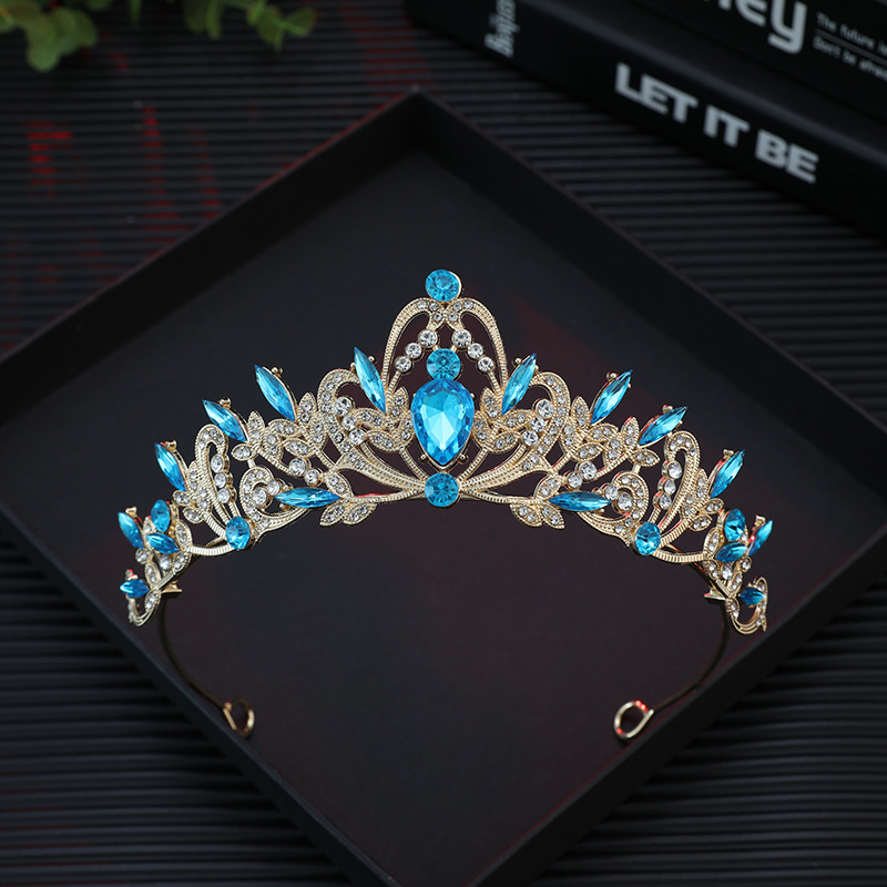 Europa y Estados Unidos novia corona corona oro negro retró broche de cabello accesorios de cumpleaños de boda corona de Halloween al por mayor