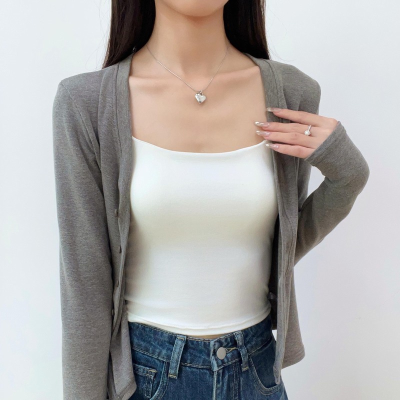 K2687严选针织开衫外套女春秋冬新款长袖上衣外搭高级感灰色外套|undefined