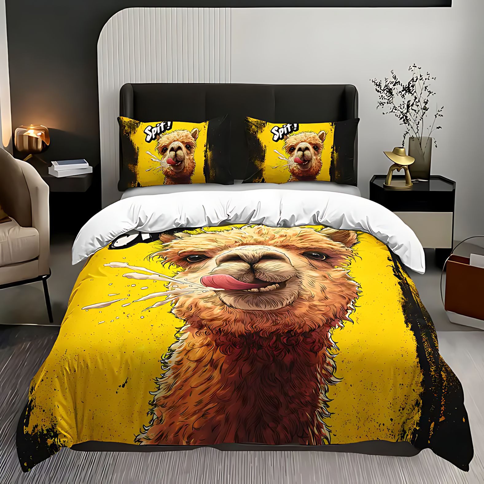 TEMU / JIT cómodos alpaca dibujos animados set edredón fuente de impresión digital 3D fabricantes de dibujo puede fijarse