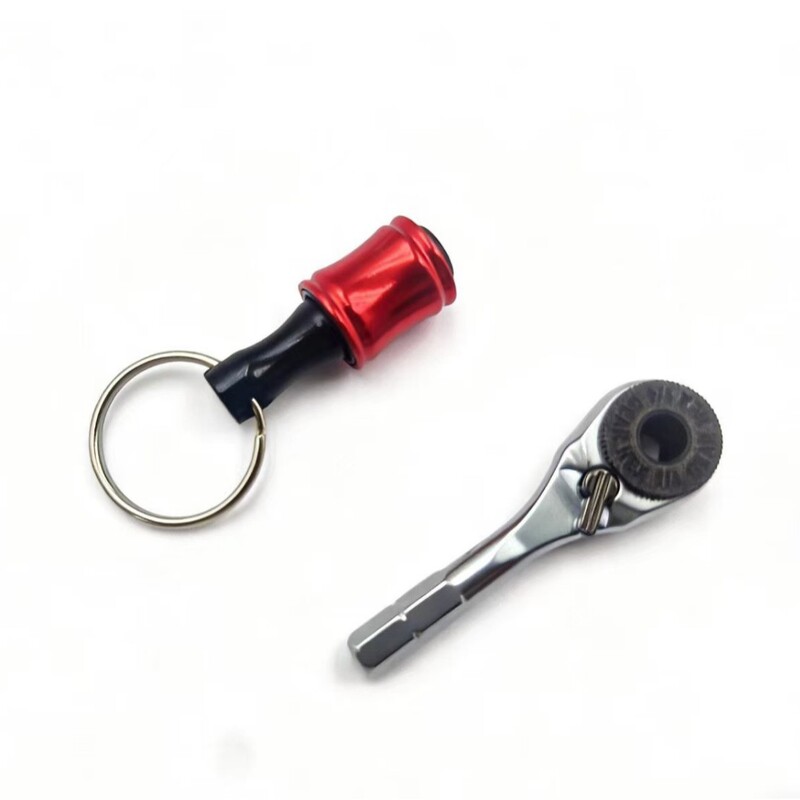 Mini Ratchet Wrench with Hexagonal End, Multifunctional Tool Accessory, with Drill Bit Holder, 1/ 4inch Portable for Outdoor Use