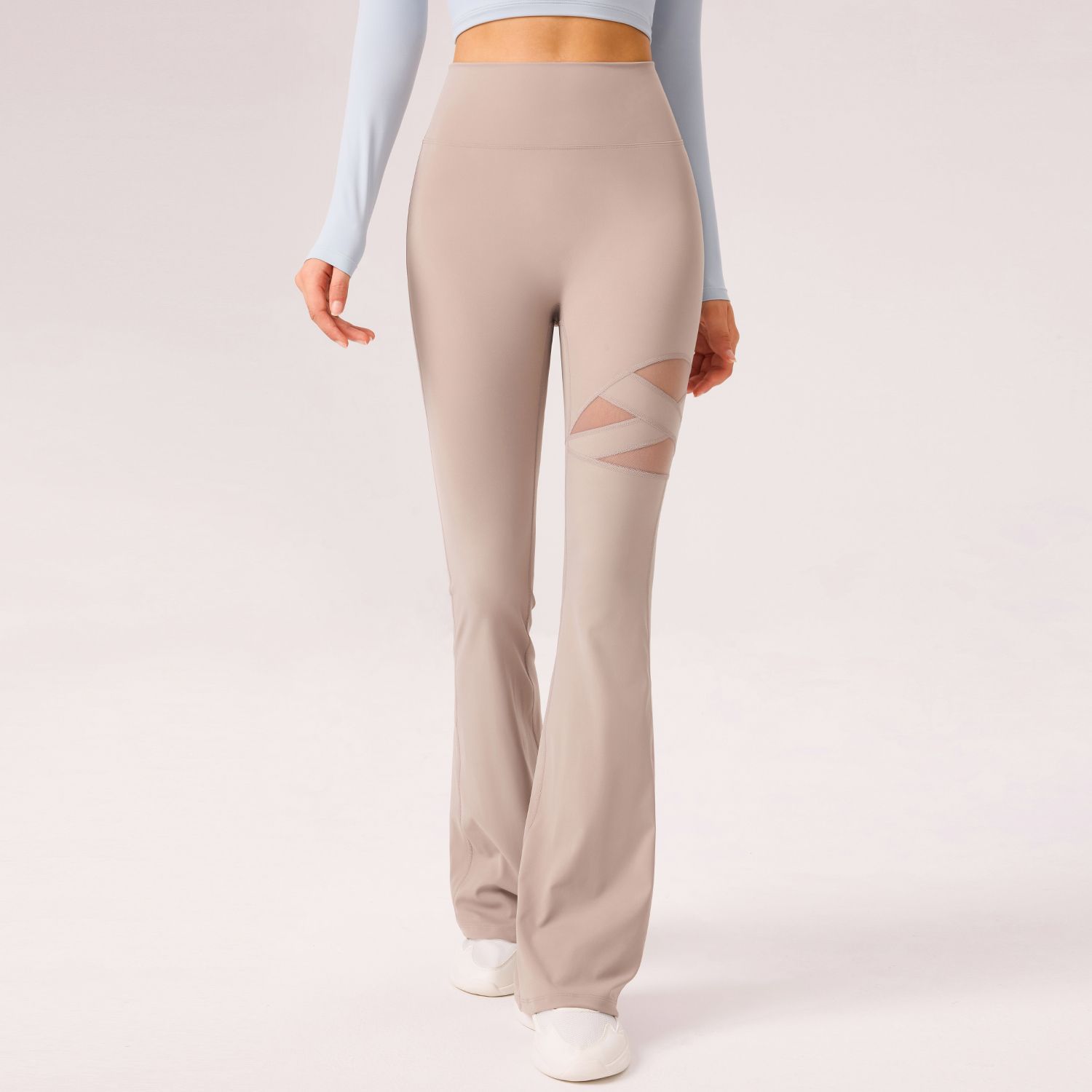 Pantalones de tiburón respirables huecos, cintura alta, caderas, pantalones de yoga delgados, pantalones deportivos para mujeres, piernas largas, delgados, verano