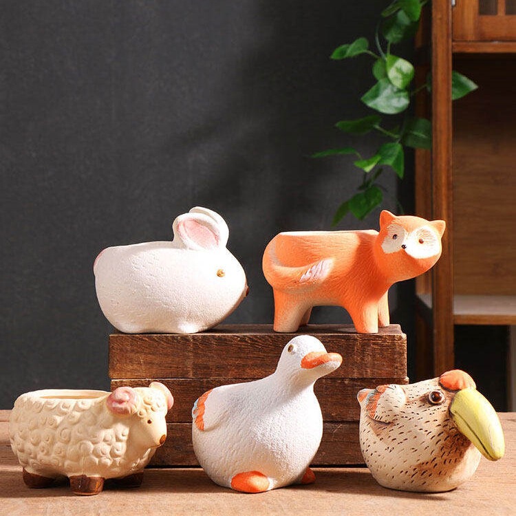 Creative Cartoon Animal Succulent Flower Pots, Ceramic Home-Use Breathable Coarse Pottery Root-Controlling Pots, Special Clearance Sale Creative Cartoon Animal Succulent Flower Pots, Ceramic Home-Use Breathable Coarse Pottery Root-Controlling Pots, Special Clearance Sale