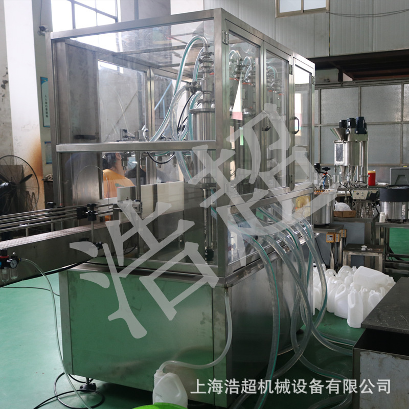 上海浩超防冻液灌装生产线 液体直线灌装机 全自动常压液体灌装机