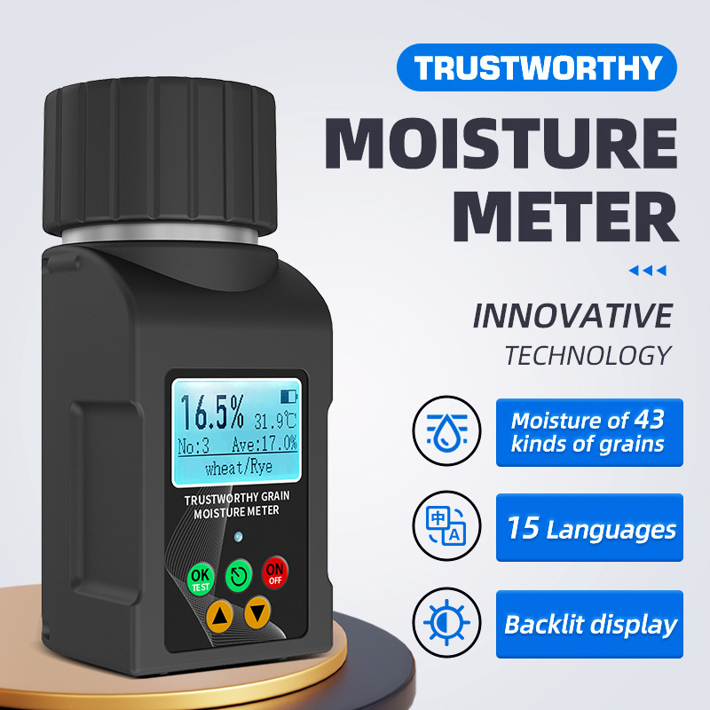 Multi-Language Grain Moisture Meter Coffee Bean Measuring Instrument Cocoa Bean Tea Leaf Vanilla Humidity Detector Digital Display Multi-Language Grain Moisture Meter Coffee Bean Measuring Instrument Cocoa Bean Tea Leaf Vanilla Humidity Detector Digital Display