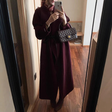 24秋冬新韩国东大门羊绒羊毛大衣毛呢围巾宽松长款外套女XG-1283