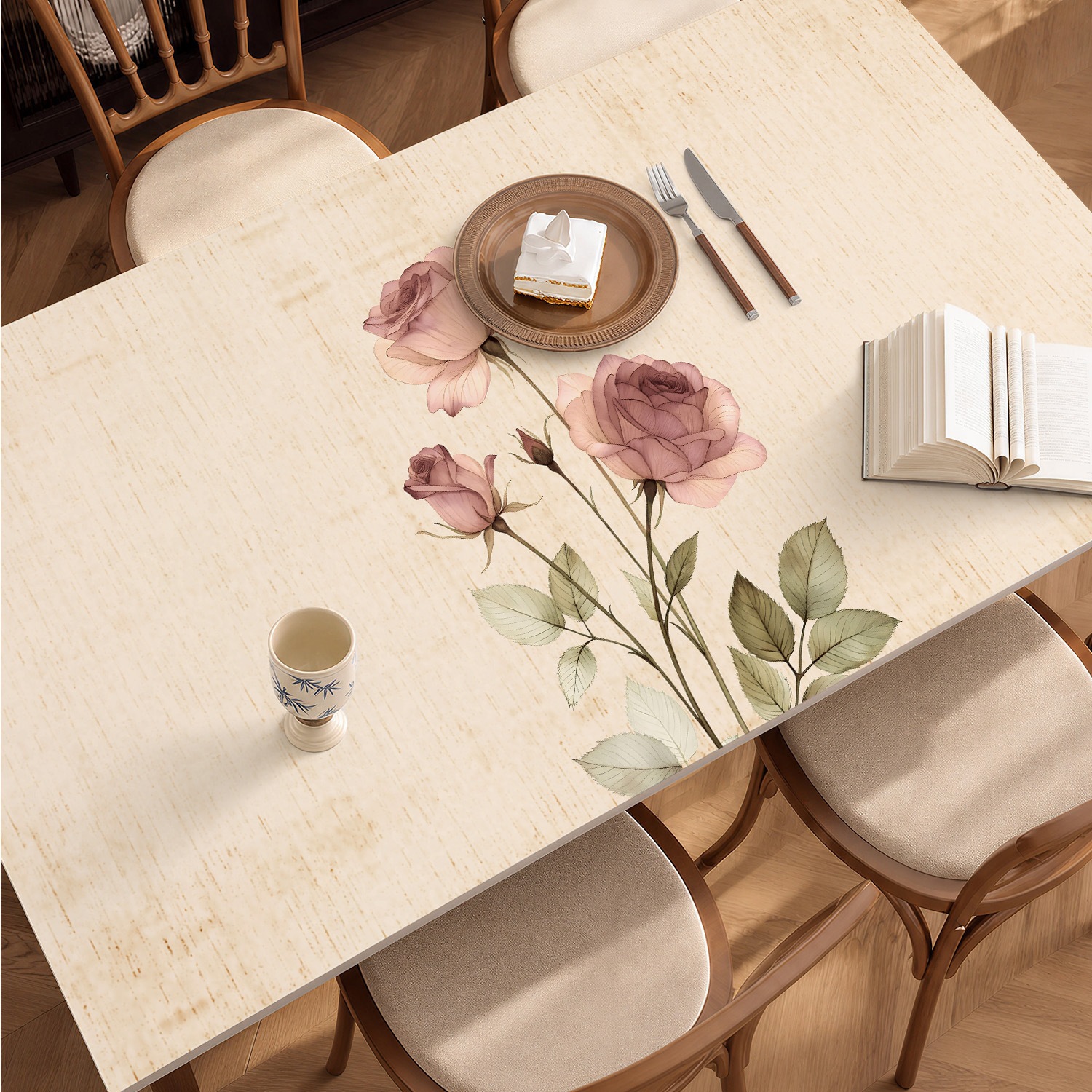 New Chinese-Style Tablecloth, Waterproof, Oil-Proof, No-Wash Table Mat, National Style Dust-Proof Coffee Table Tablecloth, Desk Mat, Stain-Resistant Mat