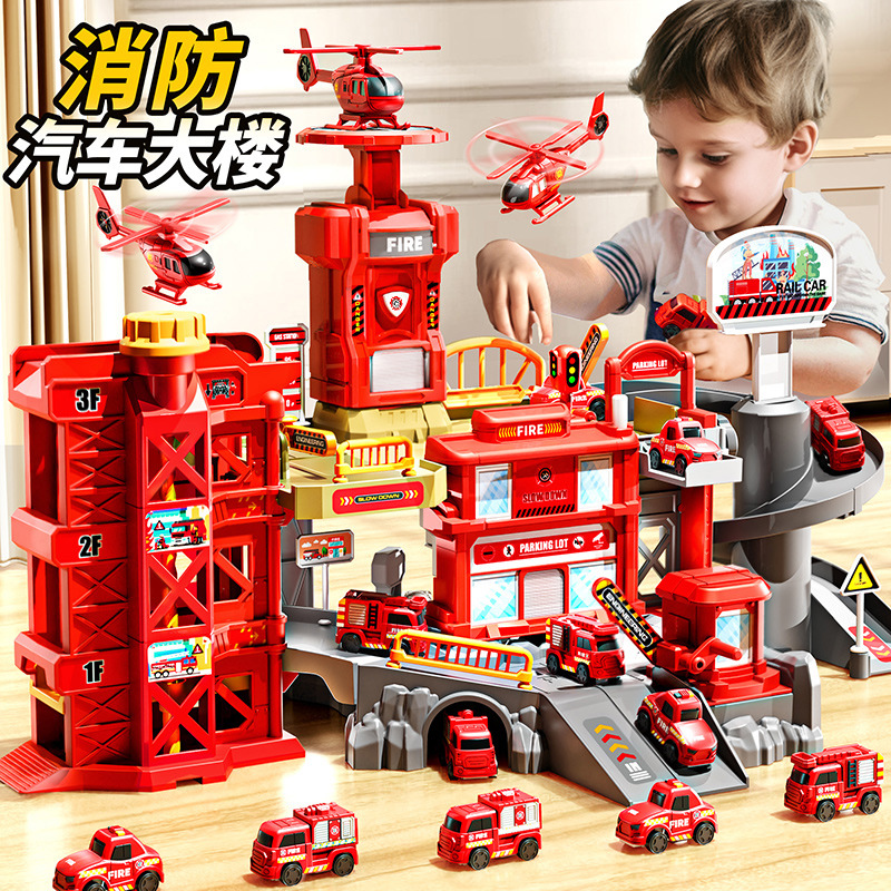 Juguetes de tren de fuego bloque deslizante coche de ingeniería infantil gran aventura juguetes de rompecabezas niños de 3 - 5 años