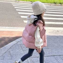 女童棉服马甲2023冬装新款中大童保暖女孩洋气加厚冬季马夹外穿潮