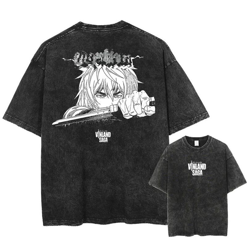 Thorfinn Anime Karl Men's Retro Harajuku Men's T-Shirt Cotton T-Shirt Washed T-Shirt Manga Thorfinn Anime Karl Men's Retro Harajuku Men's T-Shirt Cotton T-Shirt Washed T-Shirt Manga