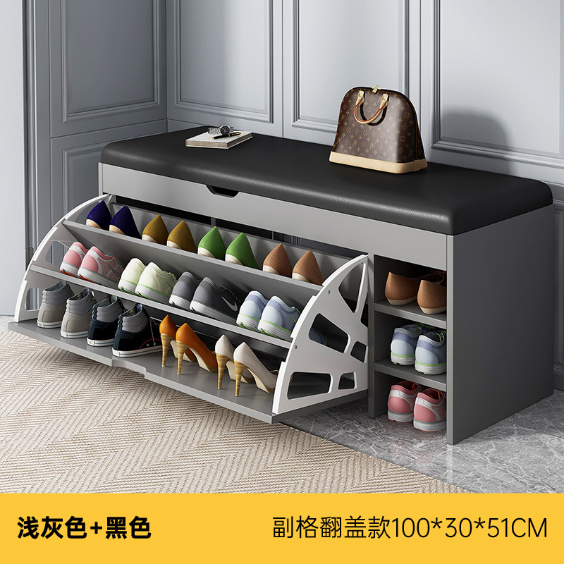 Banco para cambiar zapatos en la entrada del hogar, zapatero con tapa abatible, banco para sentarse y ponerse zapatos, banco para la entrada, zapatero moderno con cojín suave.