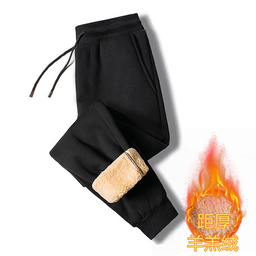 Winter Lamb Fleece Set Men's Padded Thick Casual Sport Pants New Loose Autumn/Winter Warm Jacket