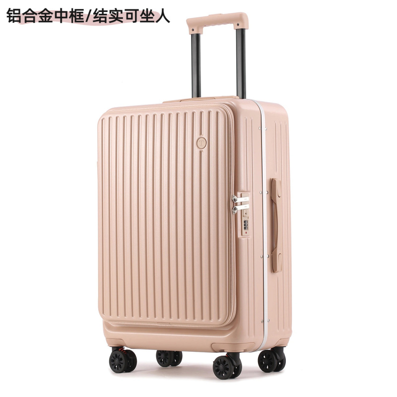 新款侧开口铝框行李箱女多功能万向轮拉杆箱20寸登机旅行箱男批发|undefined