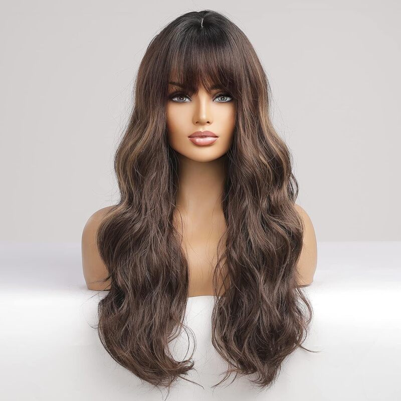Long curly hair female headgear wig highlight high temperature silk long curly hair corrugated headgear European and American wig factory direct Long curly hair female headgear wig highlight high temperature silk long curly hair corrugated headgear European and American wig factory direct