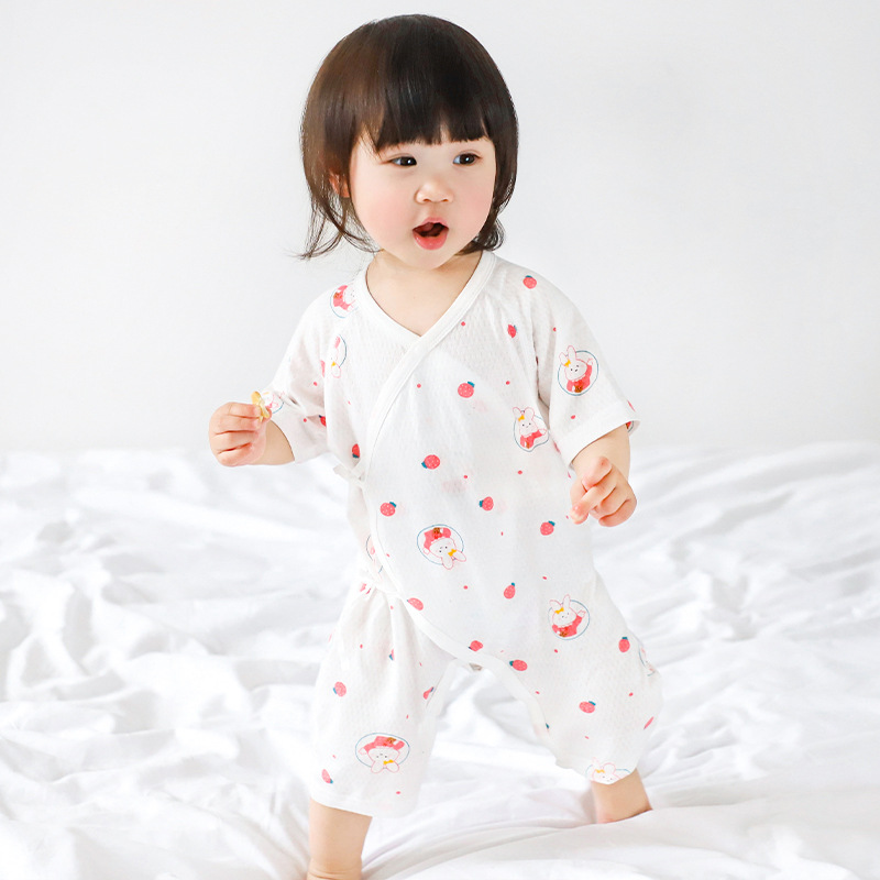 Baby overcoat de verano recién nacido monje de algodón hombre y mujer de manga corta ropa de verano delgada ropa de bebé luna llena
